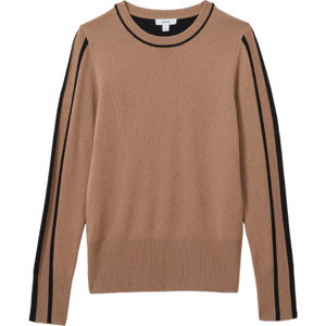 REISS ANNIE Wool Blend Colourblock Crew Neck Jumper With Cashmere